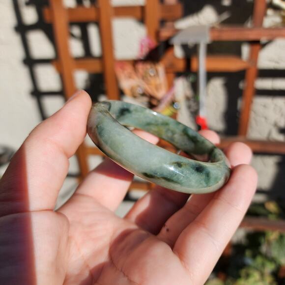 Jadeite Jade Bangle Green Natural Semi Translucent 284ct Myanmar Burma Bracelet - Picture 11 of 17